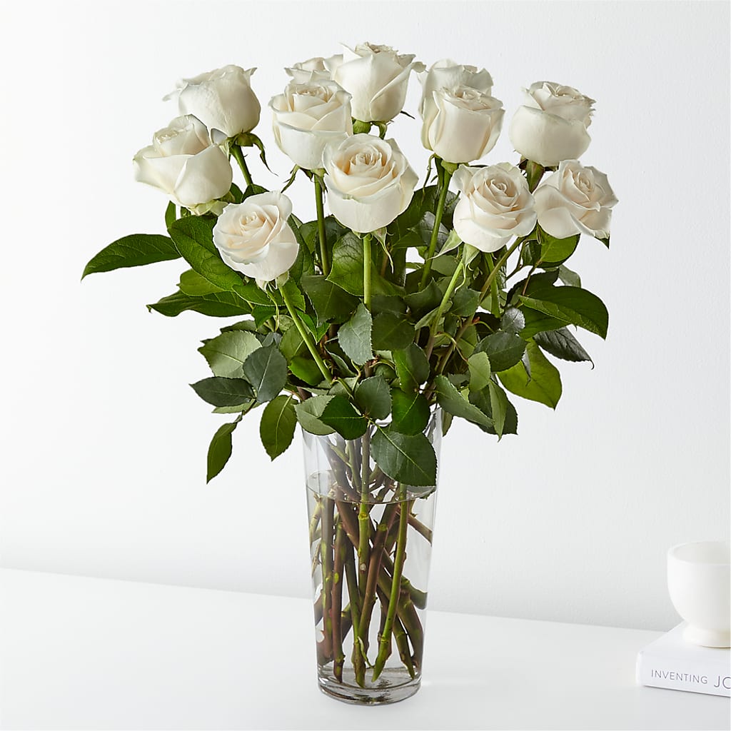 Long Stem White Rose Bouquet – DANIELLE'S FLORIST, Rockaway Park NY