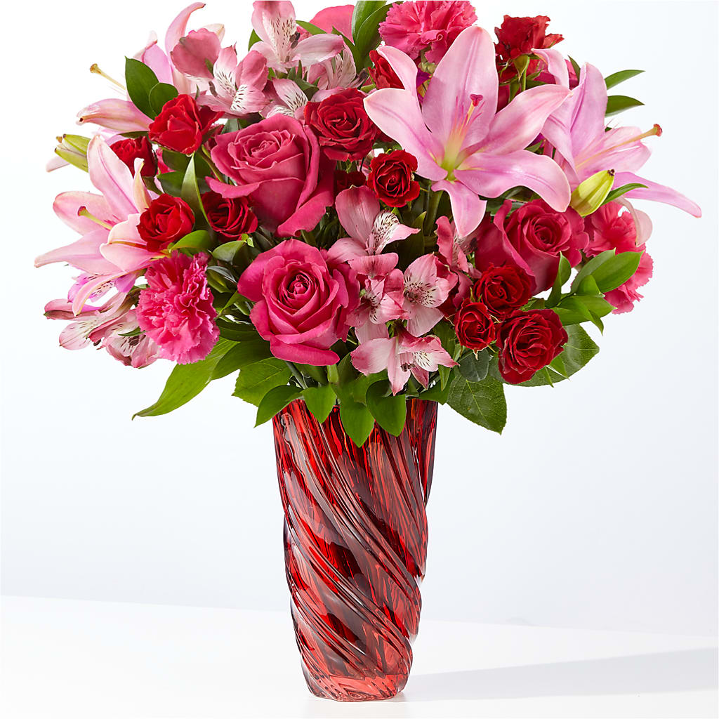 In Love Bouquet with Luxe Swirl Vase – DANIELLE'S FLORIST, Rockaway Park NY
