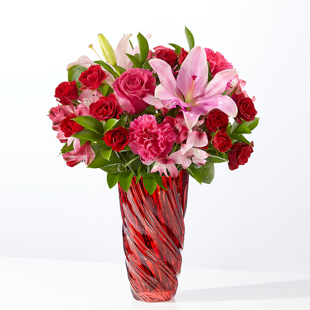 In Love Bouquet with Luxe Swirl Vase – DANIELLE'S FLORIST, Rockaway Park NY