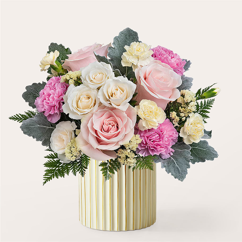 Blissful Moments Bouquet with Ivory Vase – DANIELLE'S FLORIST, Rockaway Park NY