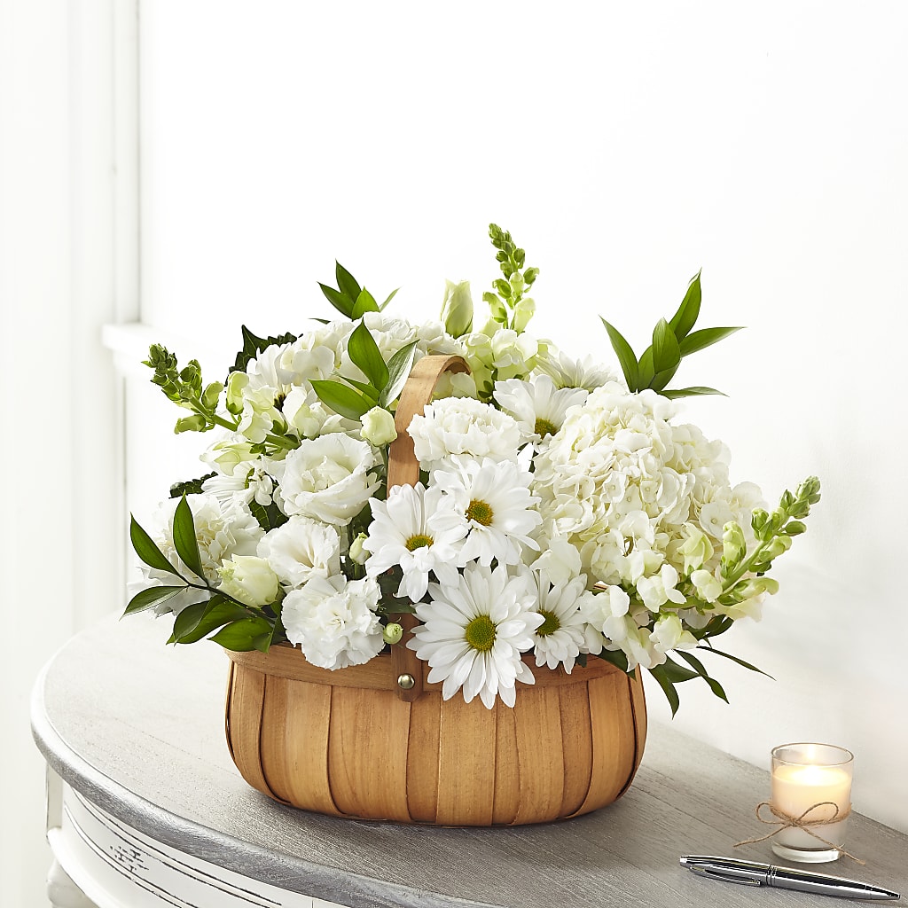 Pure Ivory Basket – DANIELLE'S FLORIST, Rockaway Park NY