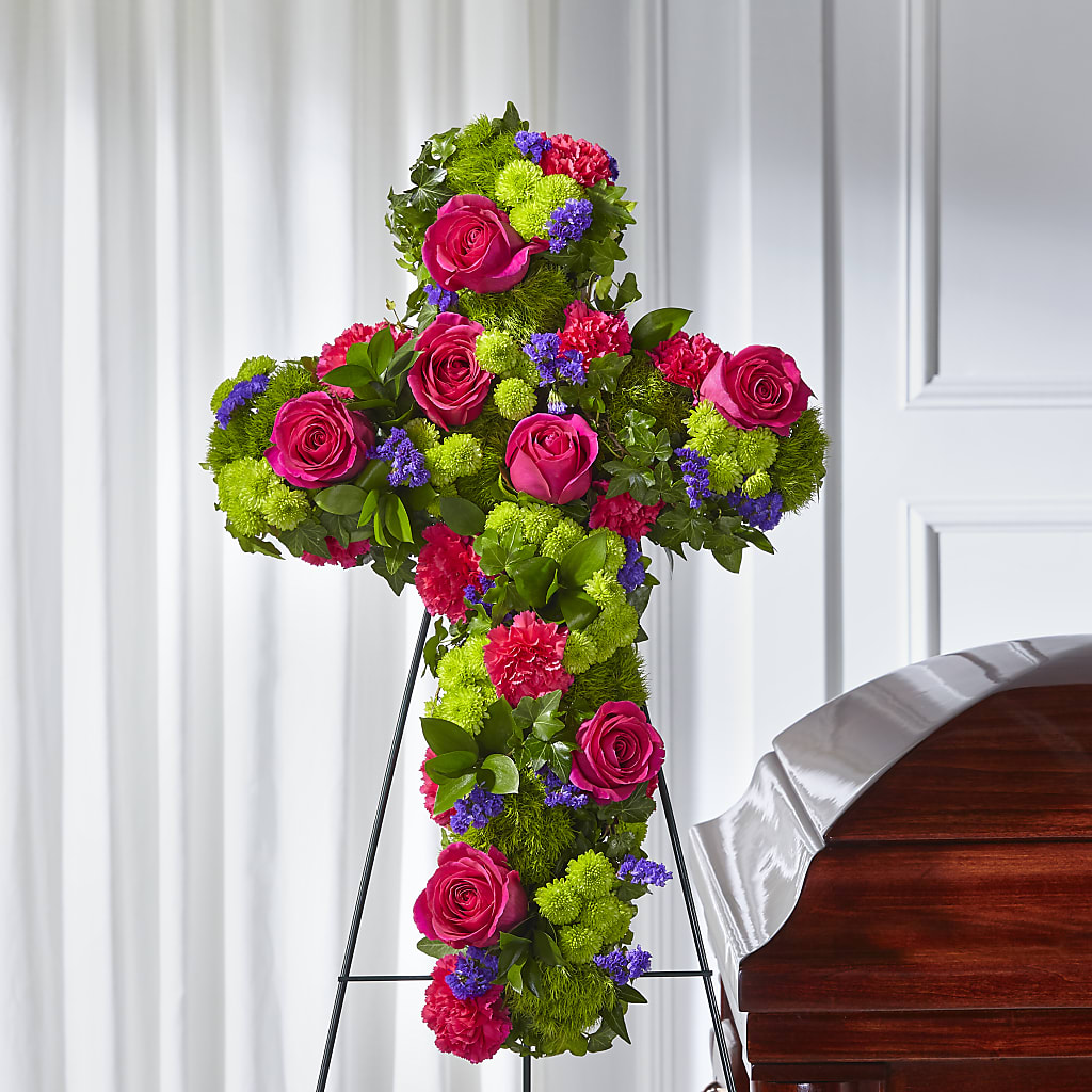 Tribute Rose Floral Cross – DANIELLE'S FLORIST, Rockaway Park NY