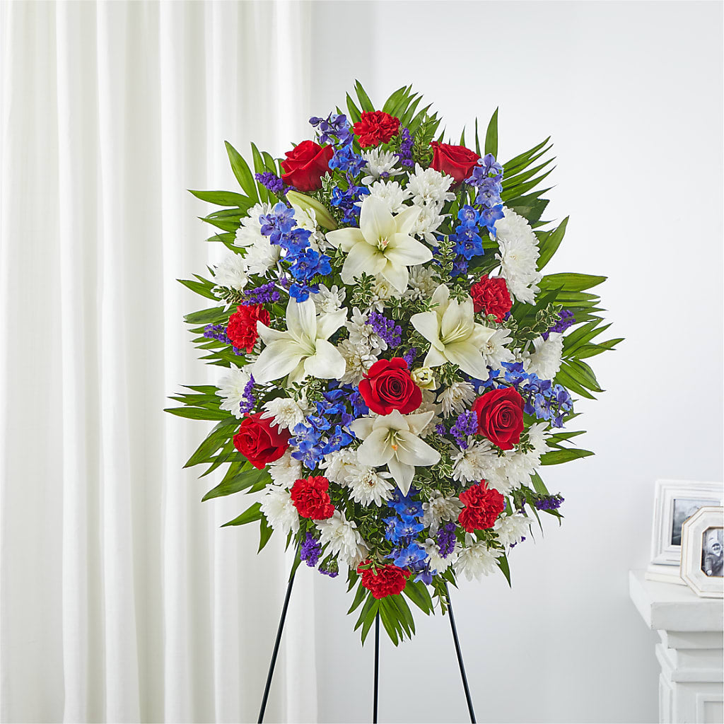 Cherished Service Standing Spray – DANIELLE'S FLORIST, Rockaway Park NY
