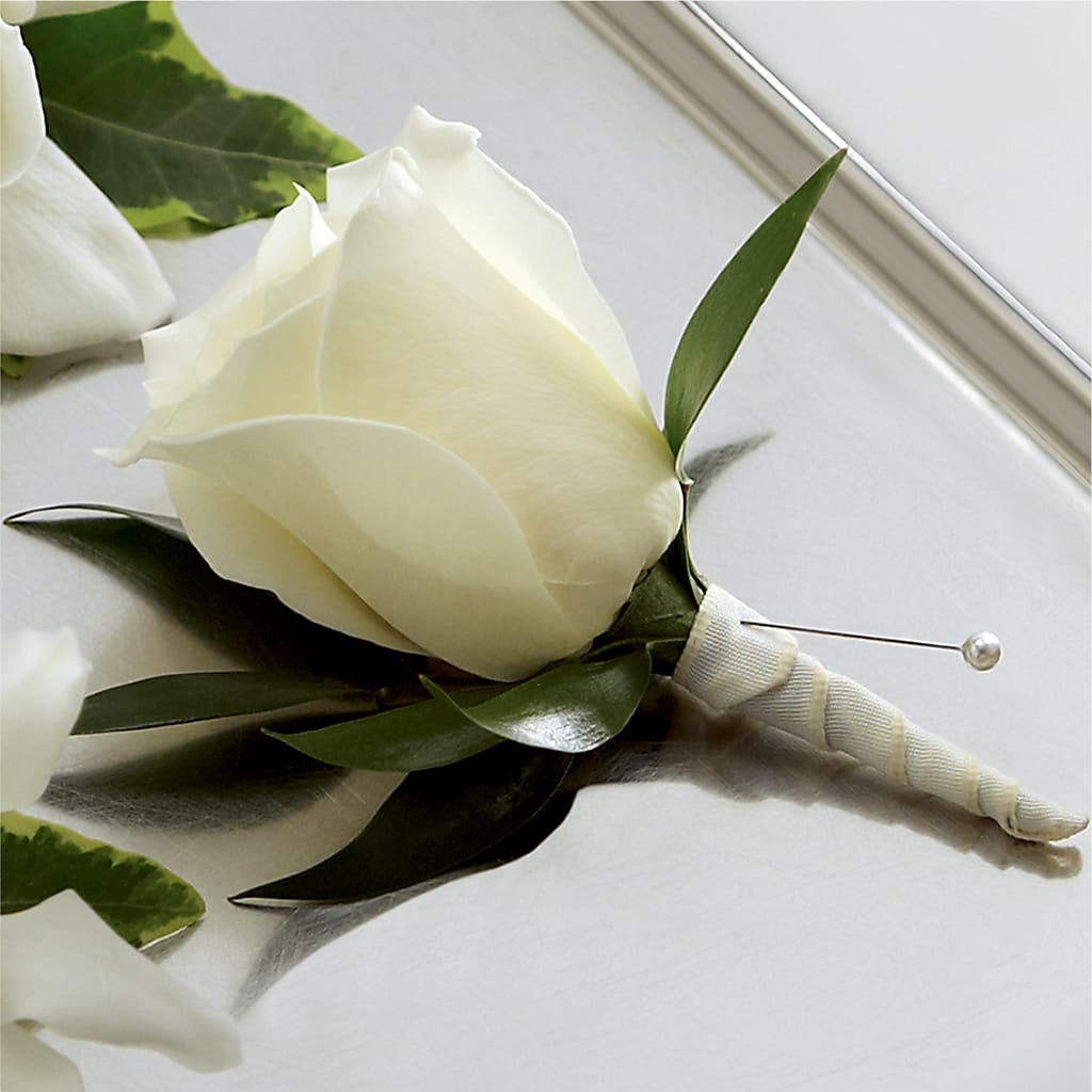 White Rose Boutonniere – DANIELLE'S FLORIST, Rockaway Park NY