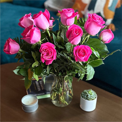 Long Stem Pink Rose Bouquet – DANIELLE'S FLORIST, Rockaway Park NY