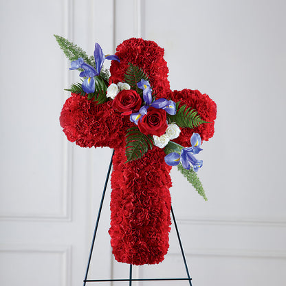 Faithful Hero Floral Cross – DANIELLE'S FLORIST, Rockaway Park NY