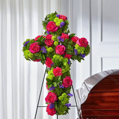 Tribute Rose Floral Cross – DANIELLE'S FLORIST, Rockaway Park NY