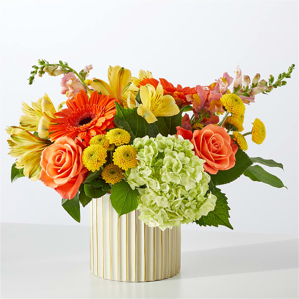 Autumn Sunshine Bouquet with Ivory Vase – DANIELLE'S FLORIST, Rockaway Park NY