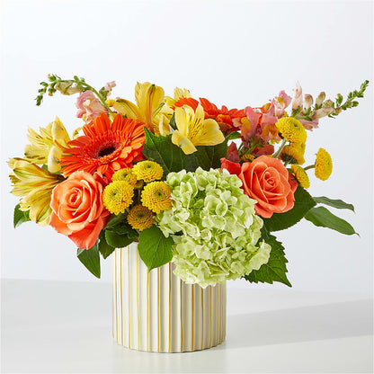 Autumn Sunshine Bouquet with Ivory Vase – DANIELLE'S FLORIST, Rockaway Park NY