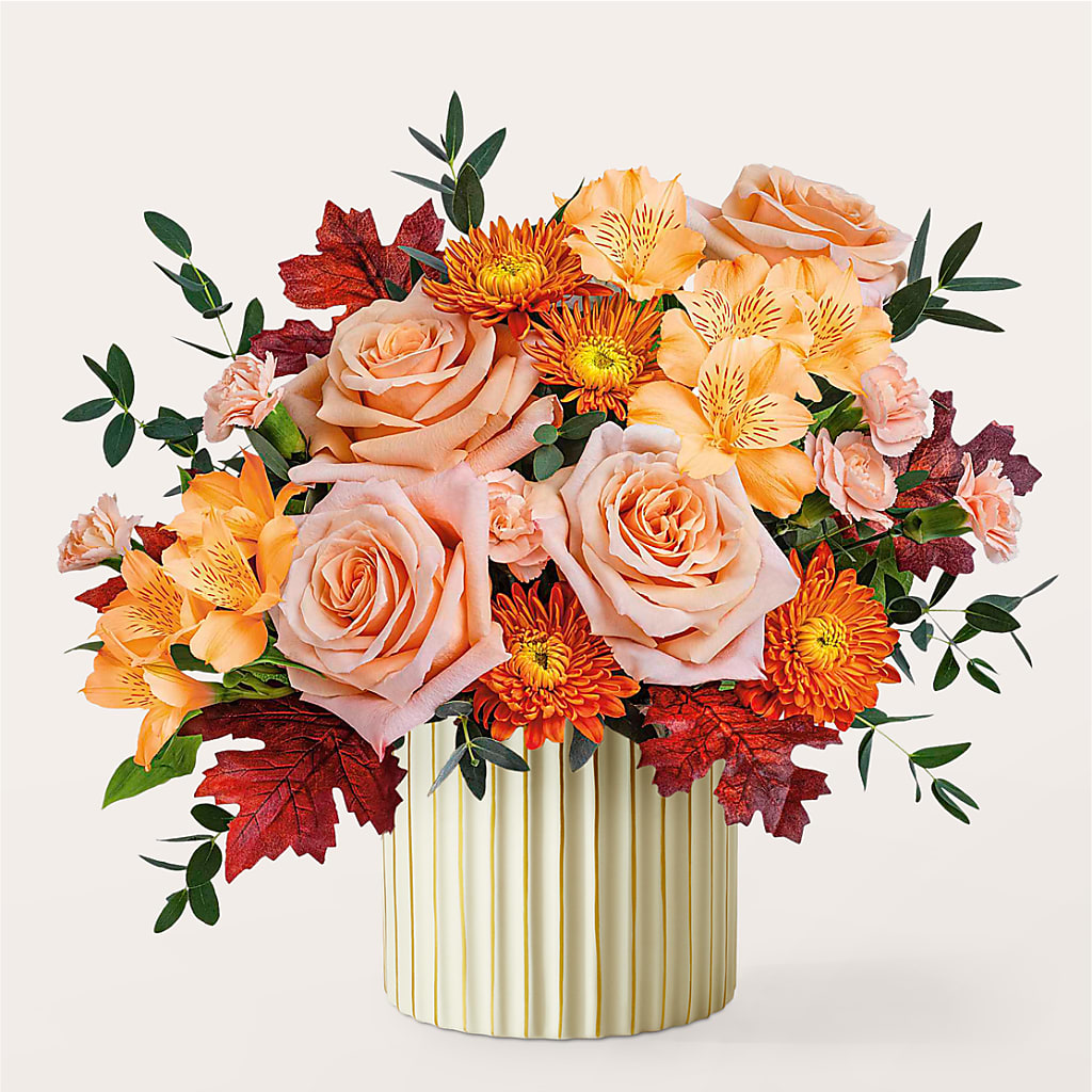 Spiced Latte Bouquet with Ivory Vase – DANIELLE'S FLORIST, Rockaway Park NY