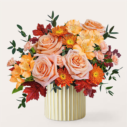 Spiced Latte Bouquet with Ivory Vase – DANIELLE'S FLORIST, Rockaway Park NY