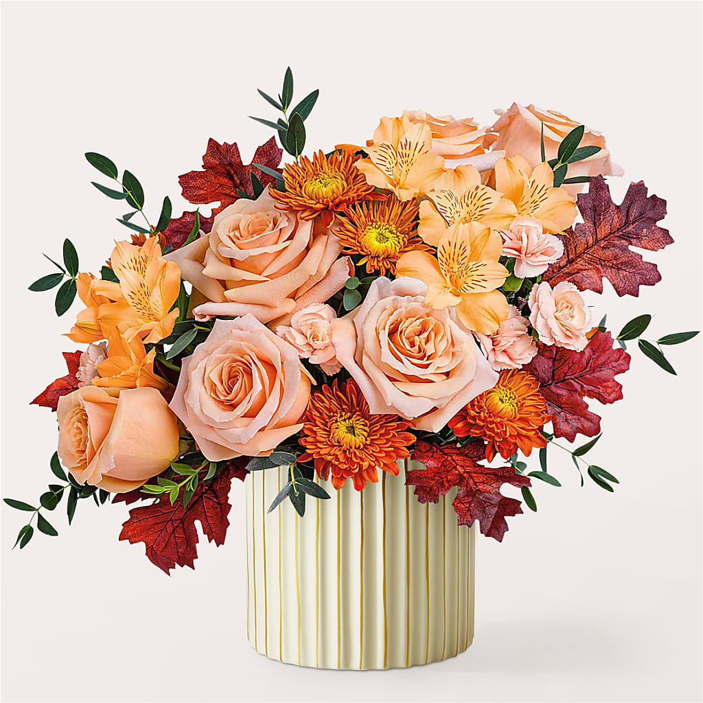 Spiced Latte Bouquet with Ivory Vase – DANIELLE'S FLORIST, Rockaway Park NY