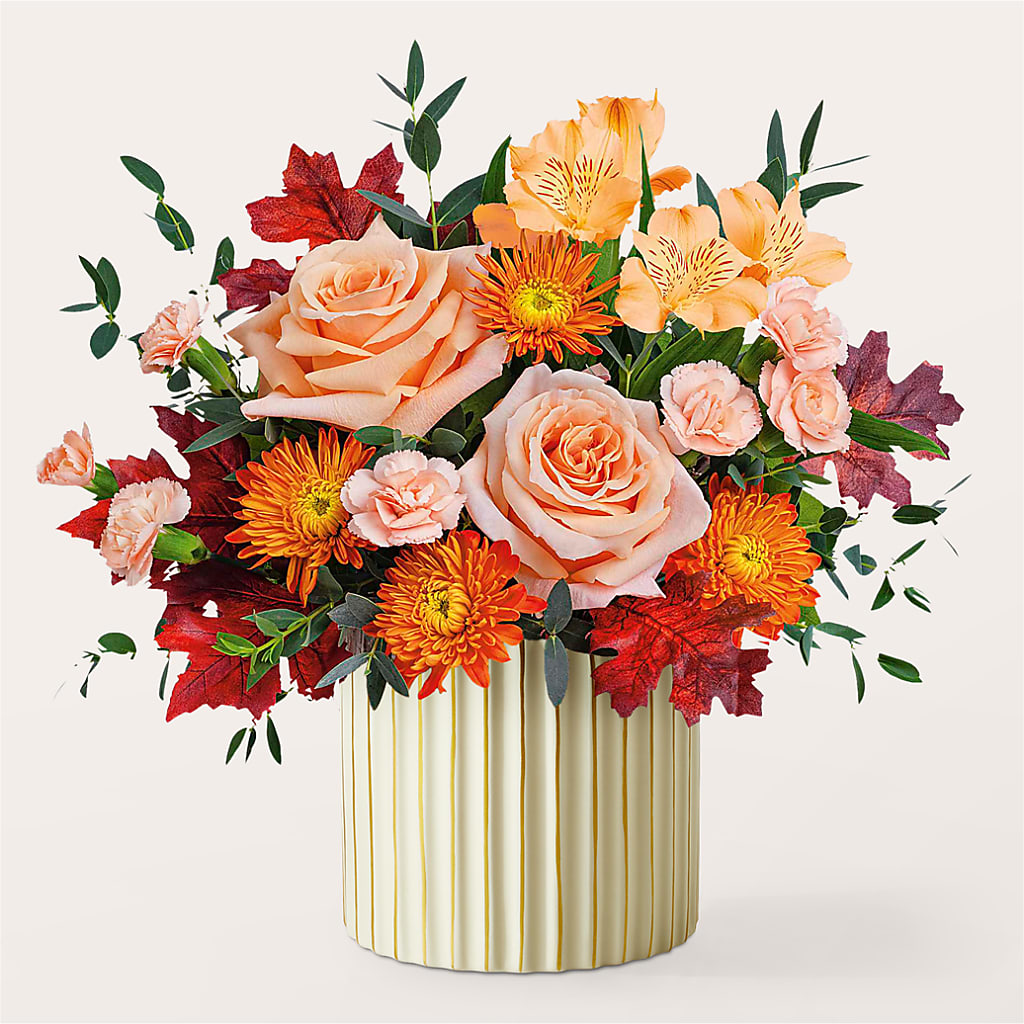 Spiced Latte Bouquet with Ivory Vase – DANIELLE'S FLORIST, Rockaway Park NY