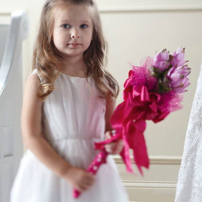 Sparkle Pink Flower Girl Bouquet – DANIELLE'S FLORIST, Rockaway Park NY