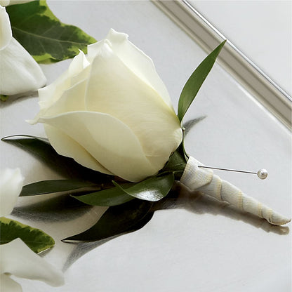 White Rose Boutonniere – DANIELLE'S FLORIST, Rockaway Park NY